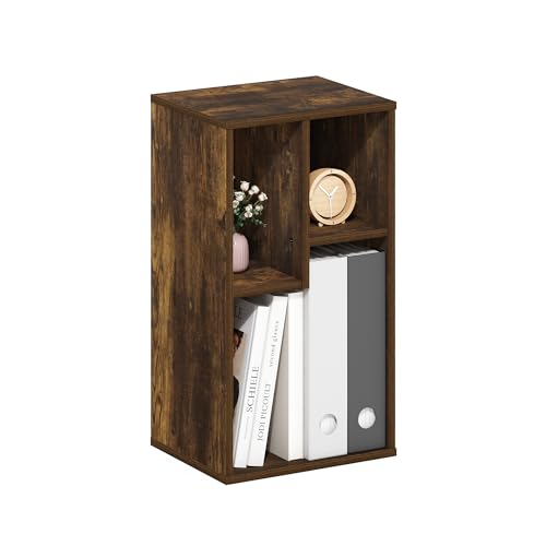 Furinno DALY Book Shelf, 3-Cube Bookshelf, Cube Storage Organizer Bookcase with Irregular Compartments, 9.4 x 11.7 x 21.3, for Living Room, Bedroom, Home Office, Amber Pine - color: Amber Pine, size: 3-Cube Irregular