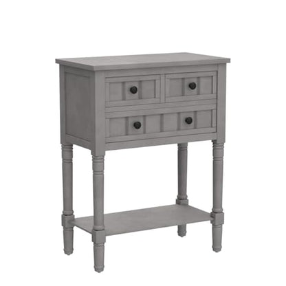 P PURLOVE Narrow Console Table, Farmhouse Entryway Table Slim Sofa Table with Three Storage Drawers and Bottom Shelf, Wood Entry Table for Living Room,Easy Assembly,Gray Wash - color: Gray Wash