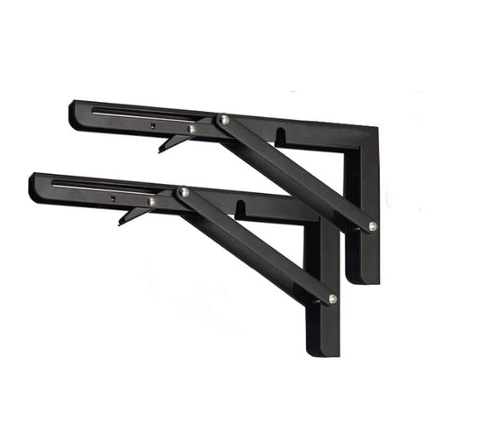 Black Folding Shelf Brackets Max. Load 220 lb, Heavy Duty DIY Wall Mounted Shelf Bracket Space Saving for Table Work Bench (10 INCEH-2PCS) - size: 10 INCH-2PCS