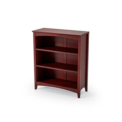 Camaflexi Shaker Style 3 Shelf Bookcase/Solid Wood / 36" High/Adjustable Shelving/Closed Back/Display Bookshelf for Living Room, Bedroom, Home and Office, Red Garnet Stain - color: Red Garnet Stain, size: 36"