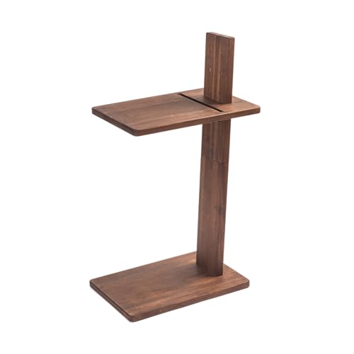 C Table, Premium Solid Acacia Wood, Adjustble Hight and Tablet Holder, Side Tabel for Sofa and Bad
