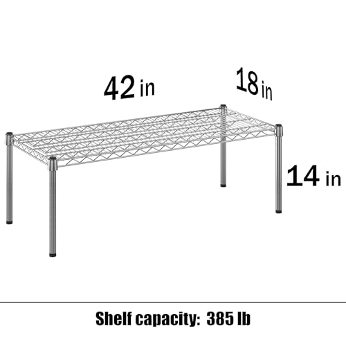 18" Deep x 42" Wide x 14" Height Wire Shelving Kit | 1-Tier | NSF Commercial Storage Rack Unit - size: 18" Deep x 42" Wide