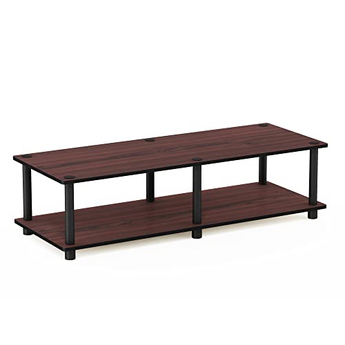 Furinno Just No Tools Dark Cherry Wide Television Stand with Black Tube, Dark Cherry/Black, Wide 41.3"(W)x10.9"(H)x15.6"(D) - color: Dark Cherry/Black, size: Wide 41.3"(W)x10.9"(H)x15.6"(D)
