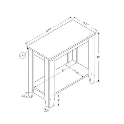 Pemberly Row Accent Table, Rectangular Grey Wood Look, 23.75 x 11.75 x 22 in, Two-Tier Design, Sturdy Side Table for Living Room, Bedroom, Home Office or Den, Lamp or Nightstand Use - color: Grey