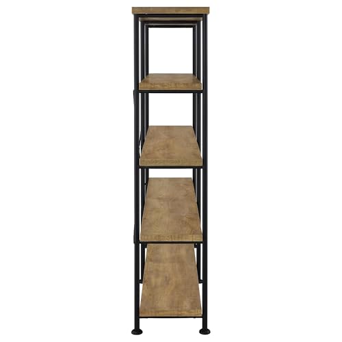 Coaster Home Furnishings - Analiese - Wood and Metal - 4-Tier Double Bookshelf with Open Shelves, X-Back Bracing, and Rectangular Frame - Home Office - 63-Inch - Mango - 801853 - color: Mango