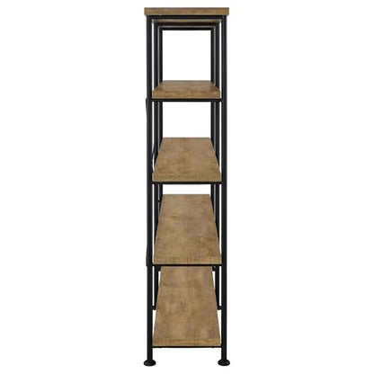 Coaster Home Furnishings - Analiese - Wood and Metal - 4-Tier Double Bookshelf with Open Shelves, X-Back Bracing, and Rectangular Frame - Home Office - 63-Inch - Mango - 801853 - color: Mango