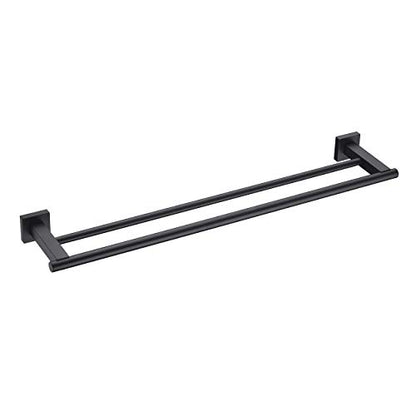 Miyili 23.6-Inch Matte Black Double Towel Bar - SUS 304 Stainless Steel Bathroom Towel Holder Rack - color: Matte Black, size: 24-Inch