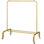 Metal Clothing Rack with Wheels 43.3 Inches Rolling Clothes Garment Coat Rack with Bottom Shelf Clothing Rack for Hanging Clothes Coats Skirts Shirts Sweaters Gold - color: Gold, size: 43.3"W x 15.75"D x 61"H with wheels