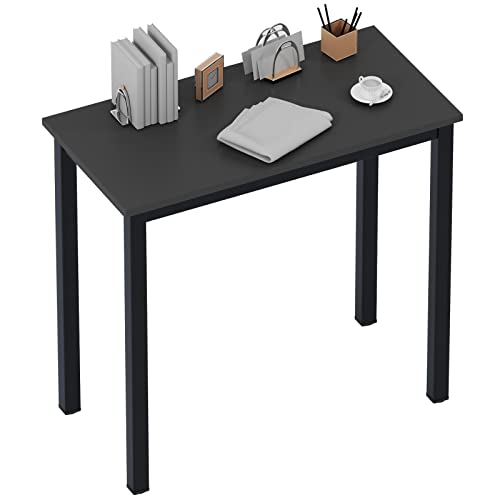 Need Small Computer Desk 31-1/2'' Sturdy and Heavy Duty Writing Desk for Small Spaces and Desk Study Table Laptop Desk AC3CB (80 * 40) - color: Black & Black Frame