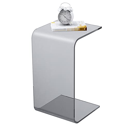 Grey Acrylic C Shaped Side Table, 25.6 IN C Shaped End Table for Couch | Multipurpose Acrylic C Table Clear End Table Modern Accent Table for Living Room, Bedroom, Patio - color: Grey