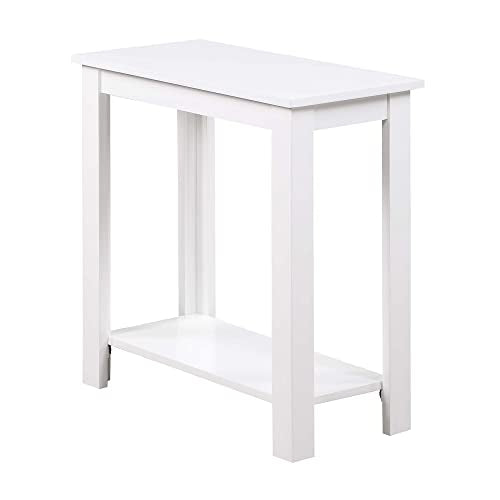 Convenience Concepts Designs2Go Baja Chairside End Table 23.75"- Modern Living Room Table with Storage Shelf, Transitional Bedside Table, White - color: White