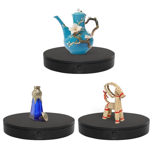 Rotating Display Stand Easy to Switch Direction, Adjustable Speed, Used for Product Display, Jewelry, Shoes Shooting and Display (7.87inch/Black/(3PCS per pack)) - color: 7.87inch/Black/(3PCS per pack)