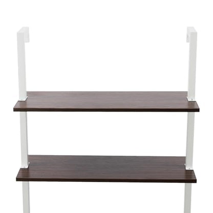 Wall Mounted Desk Computer Writing Table, Industrial Wall Mount Ladder, 3 Tier Computer Desk for Home Office Student Dormitories (Brown+White) - color: Brown+white