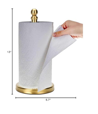 Gold Paper Towel Holder Countertop, Standing Paper Towel Roll Holder for Kitchen Bathroom, with Weighted Base for One-Handed Operation (Gold) - color: Gold