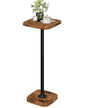 CHOEZON Small Drink Table, Square Side Table for Small Spaces, Martini Table with Pedestal, for Living Room, Bedroom, Rustic Brown and Black TBZ24BF - color: Rustic Brown + Black