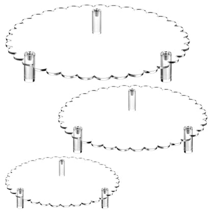 Lineshading 3 Pcs Scalloped Acrylic Display Riser Clear Scalloped Stand Clear Pedestal Riser Board for Cake Plant Dessert Jewelry Collectible Cupcake Figure Wedding Birthday Party Decor(5'', 6'', 8'') - size: 6'',8'',10'', style: Scalloped