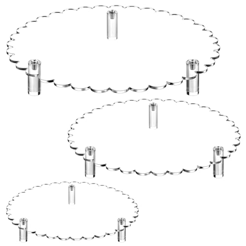 Lineshading 3 Pcs Scalloped Acrylic Display Riser Clear Scalloped Stand Clear Pedestal Riser Board for Cake Plant Dessert Jewelry Collectible Cupcake Figure Wedding Birthday Party Decor(5'', 6'', 8'') - size: 6'',8'',10'', style: Scalloped