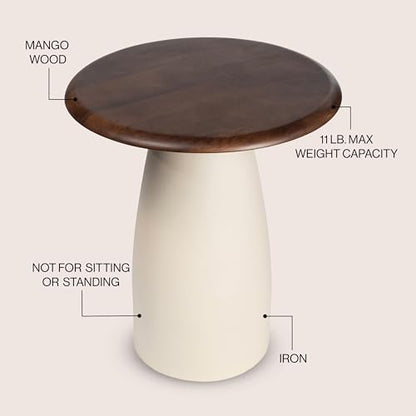 JONATHAN Y Otto 18" Round Mango Wood and Iron End Table, Modern Side Table with Curved Pedestal Base for Living Room, Bedroom, Small Spaces, Walnut and Warm Ivory END5001B - color: Walnut Wood/Warm Ivory, style: Round Top