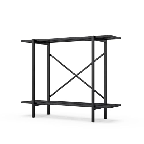 Zhongma 2 Tier Window Height Metal Sturdy Heavy Plant Stand, Narrow Plant Stand Indoor and Outdoor, L35.43 x W10.3 x H27.5 inch, 440 LBS Capacity & Heavy Duty Construction