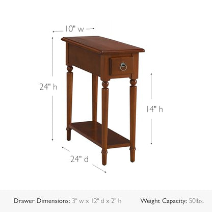 Leick Home Coastal End Table, Solid Wood, 1 Drawer, Bottom Display Shelf, Easy-Assembly, For Living Room/Bedroom, Rich Pecan Brown, 23.5 in. L x 10.0 in. W x 24 in. H, 20017-PC - color: Pecan