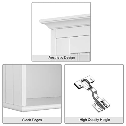 Treocho Wood Wall Cabinet, Bathroom Medicine Cabinet Storage with Doors and Adjustable Shelf, Rustic Cabinet Wall Mounted for Bathroom, Livingroom, Kitchen, Cupboard, White - color: White