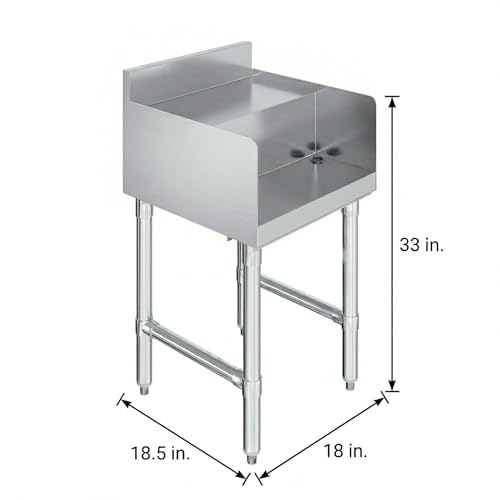 Commercial Underbar Blender Station 18.5 in. x 18 in. x 30 in. Stainless Steel Flat Top with Side Splashes NSF, Bar Prep Station with Grommet Hole for Blender Cords - size: 18 in. x 18 in.