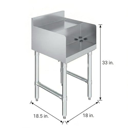 Commercial Underbar Blender Station 18.5 in. x 18 in. x 30 in. Stainless Steel Flat Top with Side Splashes NSF, Bar Prep Station with Grommet Hole for Blender Cords - size: 18 in. x 18 in.