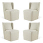 KISLOT Upholstered Dining Chairs Set of 4 with Casters, Wingback Modern Side Armless Deskchair with Rollers for Diningroom Bedroom Livingroom Reading Room, Cream Faux Leather - color: A Cream Faux Leather, size: Set of 4