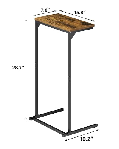 TUTOTAK C Shaped End Table, Tv Tray, Small Side Table, 28.7 inch Tall Couch Table, Tray Table, Sofa Table, Living Room, Bed Room, Brown TB01BB071 - color: Brown