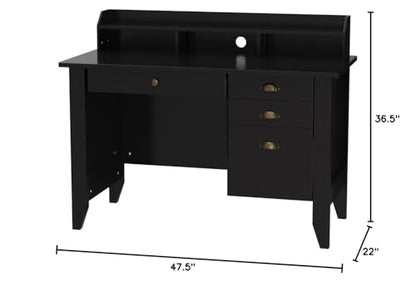 Catrimown Home Office Desk with Drawers and Hutch, Small Computer Desk with File Drawers, Writing Study Teens Student Desk for Bedroom, Student Girls Desks with Storage Shelves, Espresso Brown - color: Espresso Brown