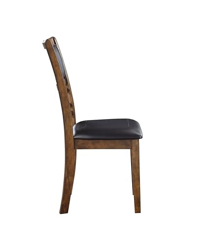 New Classic Furniture Gia Dining Chair (Set of Four), Black PU Upholstered Seat & Back Rest, Brown - color: Brown, size: Set of 4, style: Dining Chair