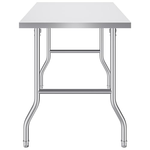 VEVOR Stainless Steel Foldable Work Table, 48 * 30 Inch Heavy Duty Food Outdoor Stainless Steel Worktable for Commercial Kitchen Restaurant - size: 48"*30" inch, style: Foldable