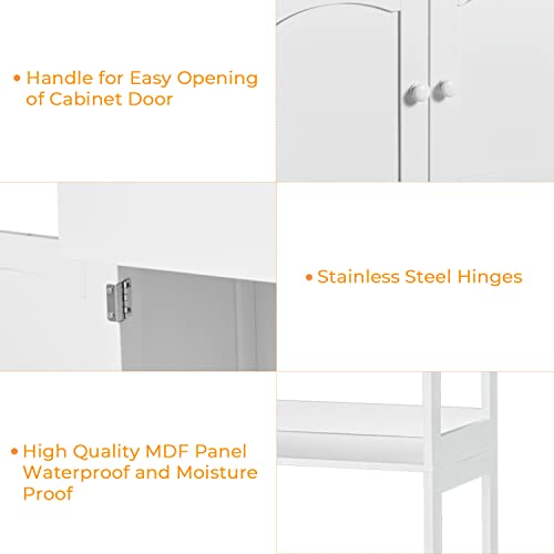 DICTAC Kitchen Pantry Storage Cabinets Freestanding Tall Bathroom Cabinet with Shelves and Drawer 64''H Sideboard Microwave Space Cupboard Organizer for Home Office,White, 23.62x13x64.06inch | Freestanding - size: 23.62x13x64.06inch