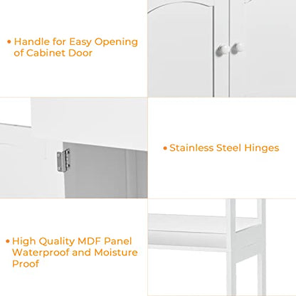 DICTAC Kitchen Pantry Storage Cabinets Freestanding Tall Bathroom Cabinet with Shelves and Drawer 64''H Sideboard Microwave Space Cupboard Organizer for Home Office,White, 23.62x13x64.06inch | Freestanding - size: 23.62x13x64.06inch
