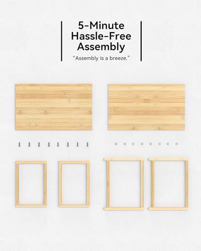 Bamboo Cabinet Organizer Shelf 2 Pack,Kitchen Shelf Organizer | Stackable Wood Spice Rack Storage for Kitchen and Bathroom Cabinet, Pantry & Countertop Nestable