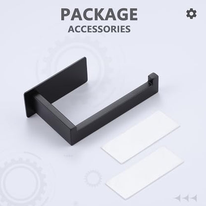 LANC Self-Adhesive Toilet Paper Holder, Matte Black Toilet Tissue Holder Wall Mounted for Bathroom Kitchen, Stick On Paper Roll Holder with No Drilling Rustproof Stainless Steel, A8307MB - color: Matte Black, size: Right Hand(Adhesive)