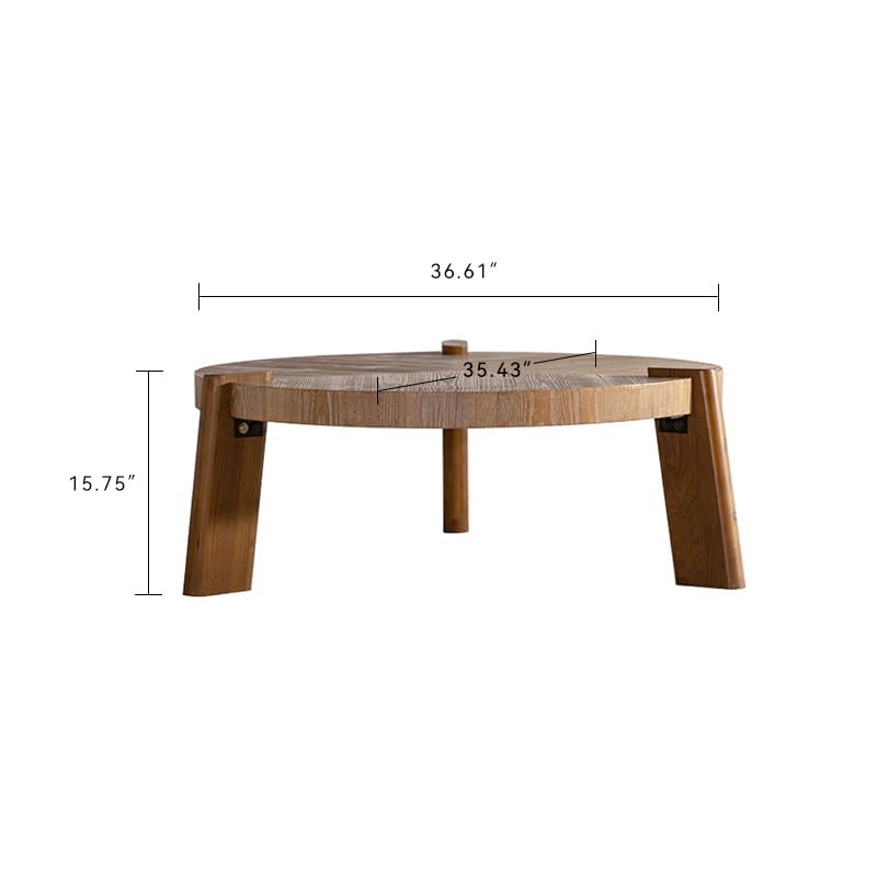 36.61'' Round Coffee Table, Modern Countryside Farmhouse Rustic Wood Coffee Table for Living Room, Easy Assembly, Natural - color: Ø36.61''-natural Wood
