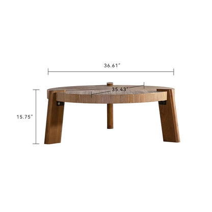 36.61'' Round Coffee Table, Modern Countryside Farmhouse Rustic Wood Coffee Table for Living Room, Easy Assembly, Natural - color: Ø36.61''-natural Wood