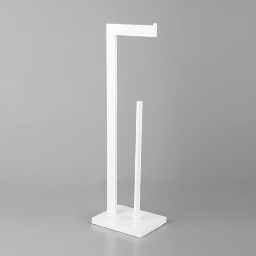 GERZWY SUS 304 Stainless Steel Toilet Paper Stand with Reserve, Free Standing Toilet Paper Holder, White - color: White