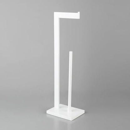 GERZWY SUS 304 Stainless Steel Toilet Paper Stand with Reserve, Free Standing Toilet Paper Holder, White - color: White