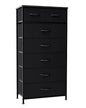 Crestlive Products Vertical Dresser Storage Tower - Sturdy Steel Frame, Wood Top, Easy Pull Fabric Bins, Handles - Organizer Unit for Bedroom, Hallway, Entryway, Closets - 7 Drawers (Black) - color: Black, style: 7 Drawers