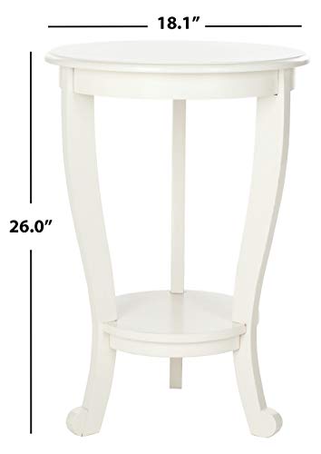 SAFAVIEH Furniture - Mary Pedestal Table - Distressed Cream - Solid Wood - Farmhouse Pedestal Design - Ideal for Living Room, Entryway, Home Office, 18.1" W x 18.1" D x 26" H (AMH5711C) - color: Distressed Cream