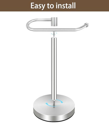 Hand Towel Holder Stand, 14.37 inch Standing Towel Racks for Bathroom, Stainless Steel Free Standing Towel Rack, Heavy Weight Towel Bar for Bathroom Vanity Countertop &Kitchen