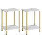 HOOBRO End Tables Set of 2, Small Side Table, Nightstand with 2-Layer Storage Shelves, Sofa Table for Small Spaces, Living Room, Bedroom, Stable Frame, Easy Assembly, Gold and Marble DM09BZP201 - color: Marble + Gold