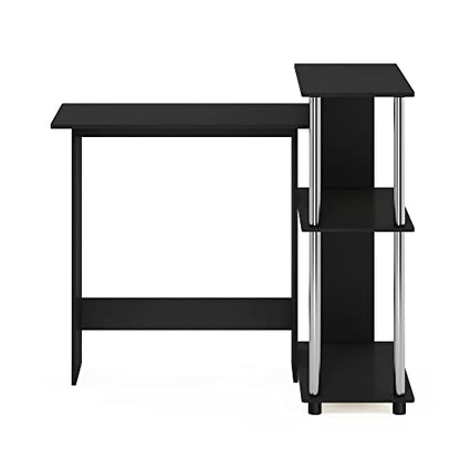Furinno Abbott Corner Computer Desk with Bookshelf, Americano/Chrome - color: Americano/Chrome