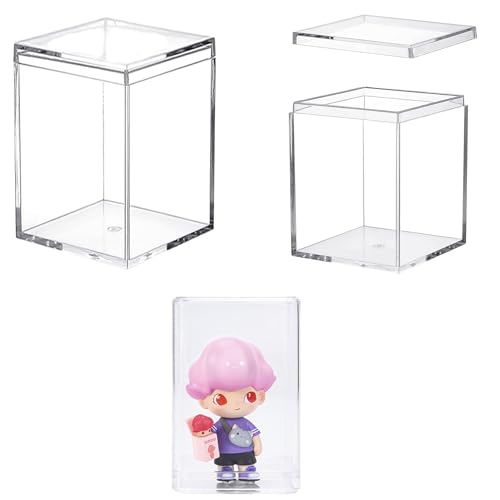 KissYou Acrylic Box Clear Display Box with Lid Plastic Square Cube Transparent Containers Jewelry Storage Box Wedding Party Favor Candy Boxes - size: 3.74 x 2.56 x 2.17 Inch