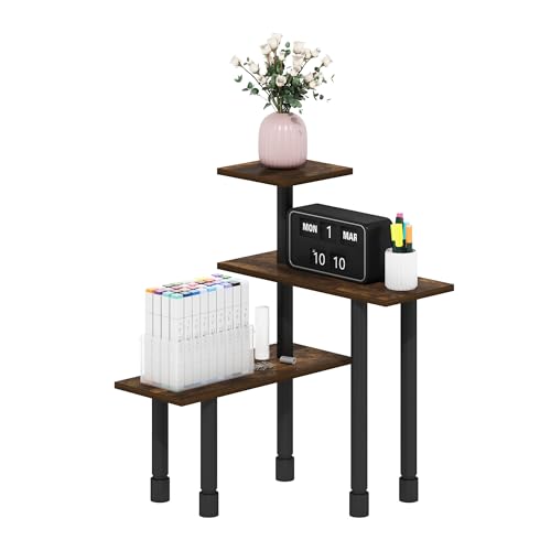 Furinno Turn-N-Tube Kitchen Countertop Organizer, 3-Tier Corner Countertop Organizer Shelf, Corner Shelf, for Kitchen, Pantry, Organizers and Storage, Amber Pine - color: Amber Pine/Black, size: 3-Tier Irregular