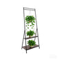 Hanging Plant Stand Folding Plant Stand 2 Tier Ladder Shelf with Hanging Rod Height Adjustable Flower Pot Display Organizer for Balcony Porch Living Room