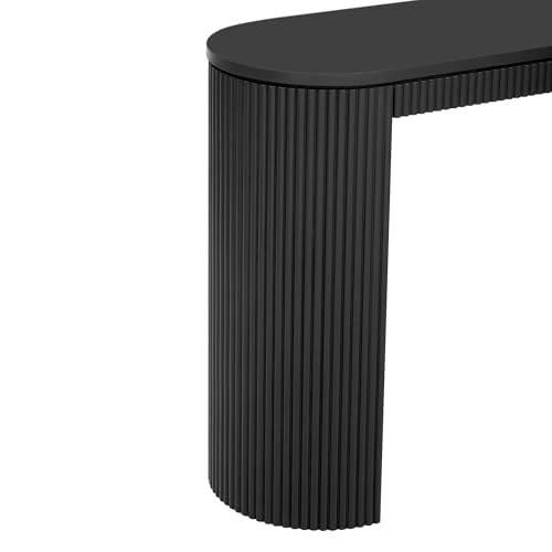 59.2-Inch Console Table for Entryway, Modern Hallway Table with Unique Vertical Stripe Design,for Living Room and Study (Black-01) - color: Black-01