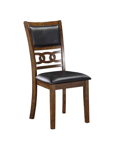 New Classic Furniture Gia Dining Chair (Set of Six), Black PU Upholstered Seat & Back Rest, Brown - color: Brown, size: Set of 6, style: Dining Chair